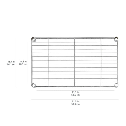 Four-Shelf Steel Wire Garage Storage Shelves Heavy Duty With Adjustable Metal Unit, Each Shelf Holds Up To 200 Lbs, 800 Lbs Total Capacity, 23.2 In Wide By 48 In High By 13.4 In Deep, Black, Ideal For Tools, Gear And Supplies In Workshop Or Garage. black steel wire shelf with dimensions shown