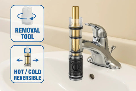Dual Seal Cartridge Replacement Kit 2 Pack For Single Handle Faucets And Showers With Brass Internal Shaft Fits 1225 And 1225B Cartridges DIY