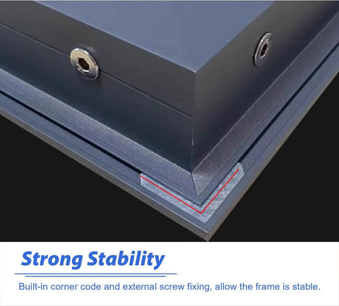 Close-up of Slick Gray Access Panel For Drywall Walls showing strong corner stability with aluminum honeycomb build and waterproof latch.