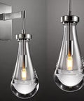 Nickel Finish Wall Sconces With Raindrop Glass Shade For Bedroom And Living Spaces, Modern Bedside Lamp For Hallway Bathroom And More