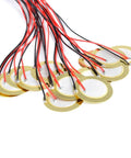 15 Pack Piezo Pickup Discs 27mm Thin 0.4mm With 13 Inch Leads For Acoustic Guitar And Drums, Pro Grade Brass And Ceramic