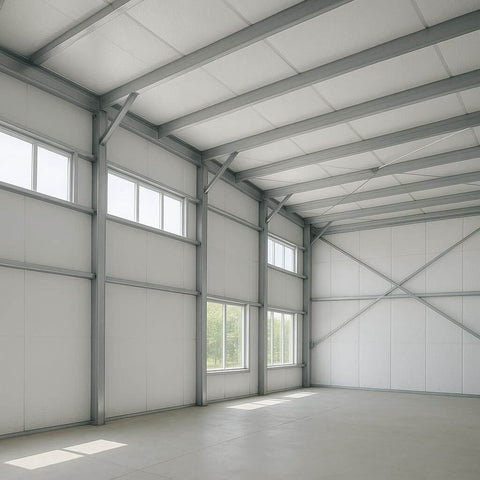 Interior view of an insulated space with Thick 5mm Foam Core Insulation Roll 48 Inch By 50 Feet Reflective Radiant Barrier on walls and ceiling.