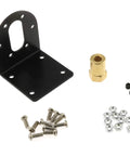 37mm DC motor mount bracket with screws, nuts, and coupling for robotics