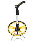 Keenso Digital Measuring Wheel 9999.9M Telescopic Design, yellow measuring wheel with telescopic handle and stand.