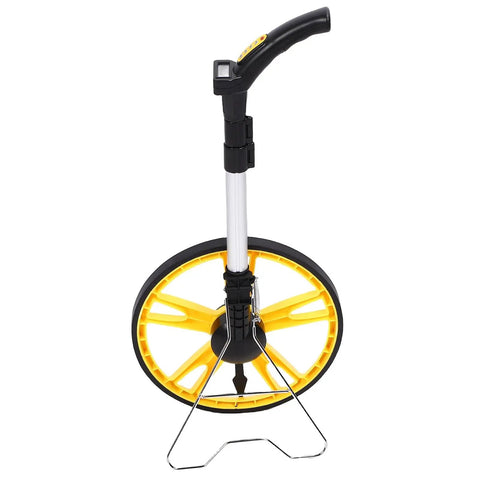 Sonew Digital Measuring Wheel 9999.9M/9999.9FT High Telescopic Electronic with yellow wheel and aluminum handle, ideal for measuring distances.