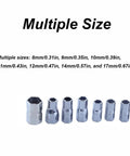 Multiple sizes of Tough As Nails Metric Socket Wrench Kit with precision hex design for plumbing and auto repair.