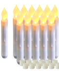 12 Pack Flameless Led Taper Candles No Remote Hanging Floating Candles Battery Operated Candlesticks Electric Flickering