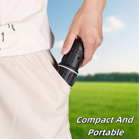 Beast 12x52 Monocular With HD BAK4 Prism Waterproof And Fogproof Optics For Hunting Hiking Travel And Outdoor Adventures Black Great For Men And Women compact black monocular in hand