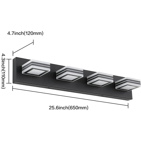 4 Light Vanity Light Fixtures in Matte Black LED Bathroom Lighting for Modern Homes, Sleek Dimmable LED, Energy Efficient, Easy 15 Minute Install With Back Plate Mount, Perfect Bath Upgrade, Model S9660-4T