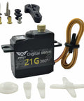 Beefy 21G Micro Servo With 25T Arm Digital Full Metal Gear 360 Degree Rotation for RC Crawlers, shown with components