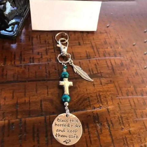 Saddle And Bridle Charm Clip Made From Premium Leather Strings With Clip Bless This Horse And Rider Keep Them Safe