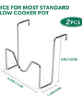Kick Up Your Slow Cookin Game With This Heavy Duty Stainless Steel Lid Holder That Keeps Your Crockpot Cover Clean Off Counter And Floor While Saving Sweet Prep Space For Weekend Batch Cooking, 2-piece, 4in tall.