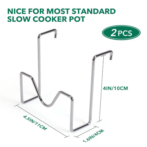 Kick Up Your Slow Cookin Game With This Heavy Duty Stainless Steel Lid Holder That Keeps Your Crockpot Cover Clean Off Counter And Floor While Saving Sweet Prep Space For Weekend Batch Cooking, 2-piece, 4in tall.