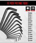 Beefy 32 Piece Hex Key Wrench Set With Long And Short L Shaped Allen Keys In Metric And SAE Sizes Chrome Vanadium Steel With 2 Extension Handles