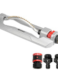 Heavy Duty Turbo Oscillating Sprinkler With 18 Brass Nozzles, Covers Up To 3,700 Sq Ft, Adjustable Spray Range, Weighted Aluminum Base