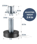 Adjustable Foot Pads For Furniture And Home Use, Grippy Non Slip Floor Protectors with 3/4 in height adjustment and threaded design.