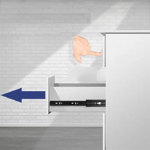 Push To Open Ball Bearing Drawer Slide With Full Extension 10 Inch Telescoping Black Rails Detachable Side Mount Cabinet Glide For Quiet Smooth Silent Operation And Easy Cleaning in use