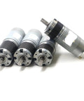 Four 36mm DC Planetary Gear Motor With PWM Speed Control And Governor 12V 24V High Torque Micro Gearbox arranged vertically