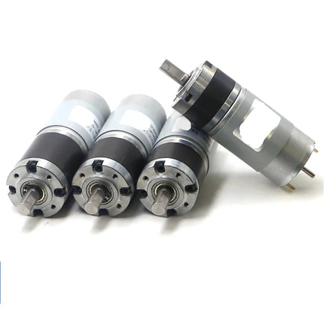 Four 36mm DC Planetary Gear Motor With PWM Speed Control And Governor 12V 24V High Torque Micro Gearbox arranged vertically