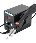 Hot Air Rework Station 700W 110V with nozzle, digital display, and adjustable controls for SMD soldering and repair.