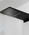 Total Game Changer In Wall Concealed Waterfall Shower System Solid Lead Free Copper Matte Black Vacuum Plated Finish overhead rainfall shower head.