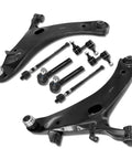 Complete Front Suspension Kit With Control Arms Tie Rods And Sway Bar Links For Subaru Forester Models Years 2009 To 2013 Ready To Fix That Rattle And Improve Handling On The Road, black steel parts