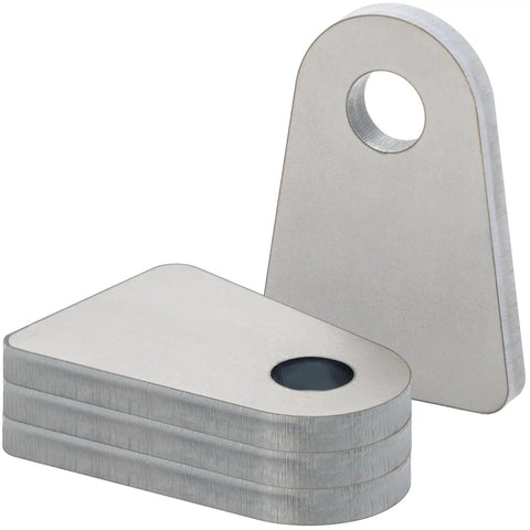 Heavy Duty Weld On Tabs For One Half Inch Holes, Steel Shock Mount Weld Tabs, One Quarter Inch Thick, Four Pack With 15 Degree Chamfer