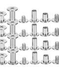 Built Tough Chicago Style Binding Screws For Books And Scrapbooks And Paper Crafts Using 75 Piece Silver Carbon Steel Fasteners in various sizes.