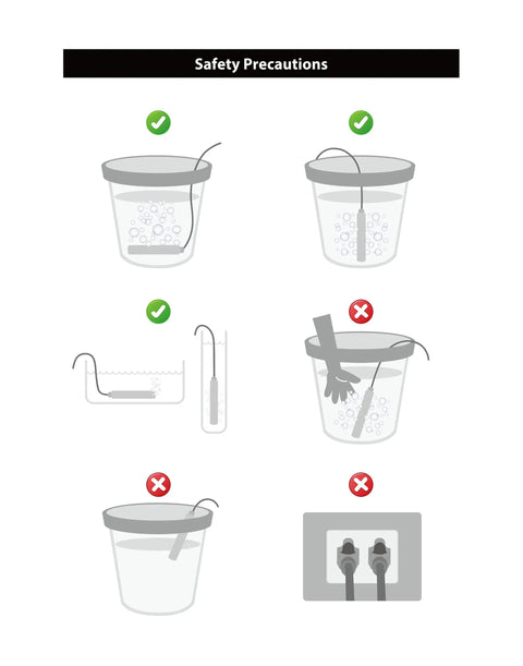 Safety precautions for Super Reliable 1000W Stainless Steel Fully Submersible Bucket Water Heater Thats Completely Waterproof For Fast Heating Small Amounts Of Water Up To 5 Gallons Features Slim Design With Easy Carry Handle Auto Shut Off And Simple Operation.