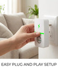 Hand inserting 4 Pack Smart Plug Energy Saver For Home And Office US Plug 30KW Load Capacity Durable ABS into wall outlet