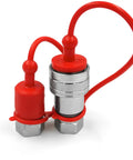 Half Inch NPT Thread ISO 5675 Hydraulic Quick Connect Tractor Couplers with Ball Valve Seal, red dust caps attached