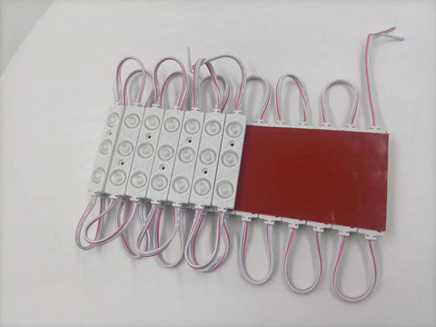 200 Pack DC12V White 6500K 3 LED Sign Module Back Light, waterproof, sticky adhesive back shown in detail