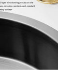 Close-up view of Top Notch Rust Resistant Stainless Steel Round Vessel Basin 15.6 Inch with slick matte black finish.