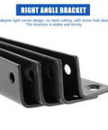 Close-up of Beefy Heavy Duty L Shaped Corner Braces With Screws 4 Pack Stainless Steel Right Angle Brackets with screw holes visible
