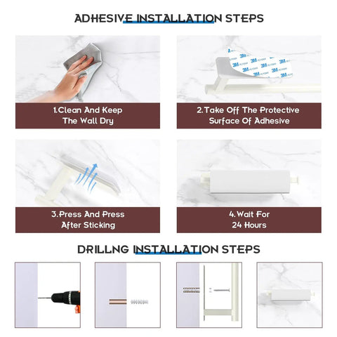 Gold Under Cabinet Paper Towel Holder With Self Adhesive Mount No Drill Wall Mounted Kitchen Organizer installation steps