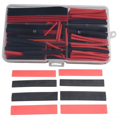Heavy Duty 150 Piece Heat Shrink Tubing Kit With Black And Red Polyolefin Wire Cable Sleeves For Tough Insulation Jobs Plus Dual Color Organization To Make Wiring A Breeze And Keep Things Straight Without Any Slipping, assorted sizes in case
