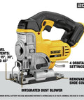 Cordless Jigsaw 20V Max Tool Only, All Metal Lever Action Blade Change, Keyless Bevel Shoe With 0, 15, 30, 45 Degree Detents