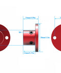 Dimensions of 4 Pack 5mm Aluminum Alloy Rigid Flange Shaft Coupler For DIY Motors And CNC Projects, including M4 screw placement.