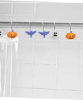 Halloween Shower Curtain Hooks Bat Pumpkin Ghost Design 12 Piece Set With Smooth Glide No Snag Durable Rust Resistant Metal Rings
