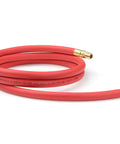 Three Eighth Inch ID Six Foot Hybrid Lead In Air Hose With 300 PSI Rating coiled with brass connectors, flex in cold weather