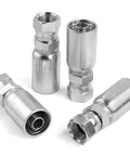 Set of four chrome-plated hydraulic hose fittings, 3/8 in JIC 37° female swivel crimp fittings