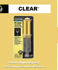 Rock Solid Clear Epoxy Adhesive Liquid With 50 Milliliter Syringe Cartridge For Hella Strong Bonding On Wood Metal Glass Ceramic And Fabric Featuring Rapid Four Minute Curing And Excellent Heat Resistance For Easy Weekend Repairs in a clear packaging.