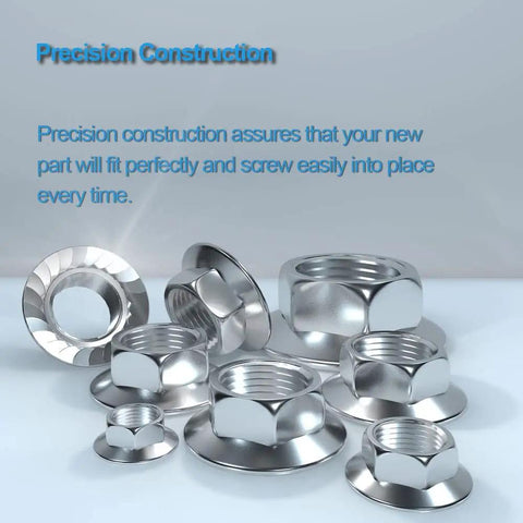 Heavy Duty M12 X 1.5 Hex Flange Nuts Crafted From Top Shelf 304 Stainless Steel For Hella Rust Resistance And Badass Grip Strength Perfect For Trucks And Hot Rods With Ten Pieces Featuring Serrated And Flat Bases.