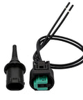 Kick Your Climate Game Up With This Outside Ambient Air Temperature Sensor Connector Plug And Wire Harness Kit For Mercedes Models showing green and black connectors and wiring.