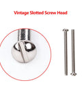 Badass Vintage Slotted Head Humbucker Pickup Height Mounting Screws And Return Springs For Gibson Emg Dimarzio Seymour Duncan Guitars, close-up of nickel slotted screw head.