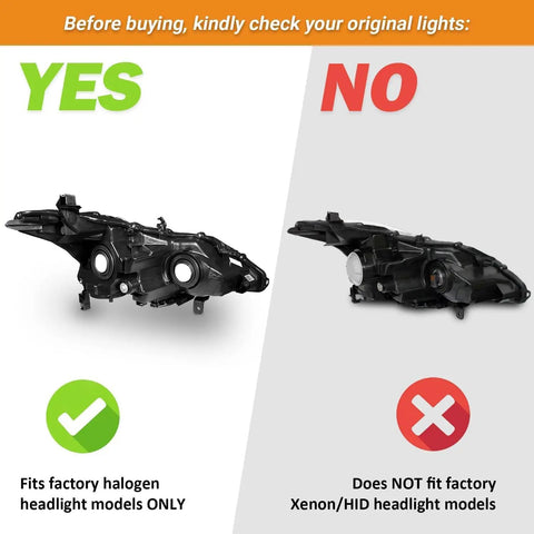 Headlights With Bulbs For 2013 2014 2015 Nissan Altima 4 Door Sedan Replacement Driver And Passenger Side Not For Xenon Or HID
