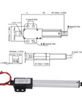 Powerful Mini Motion Actuator With 100mm Stroke And 20N Thrust For Home Automation Projects, Robotic Arms, And Cabinet Doors Running Smooth On AC 24V Power dimensions and design diagram.