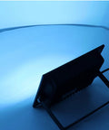 SUNGOOYUE LED Flood Light RGBW Color Changing with blue light glow, sleek aluminum design, and adjustable stand.