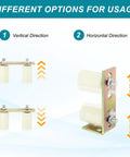 2.8 By 1.6 Inch Slide Gate Guide Roller Set With L Bracket Universal Adjustable Heavy Duty Sliding Gate Hardware Kit For Balcony And Bedroom White Two Pack Includes Mounting Hardware Easy Install showing vertical and horizontal installation options