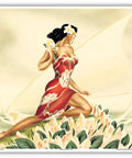 Wahine In Red Outrigger Canoe Vintage Hawaiian Airbrush Art Print From The 1930s Master Level Unframed 10x14 Wall Decor